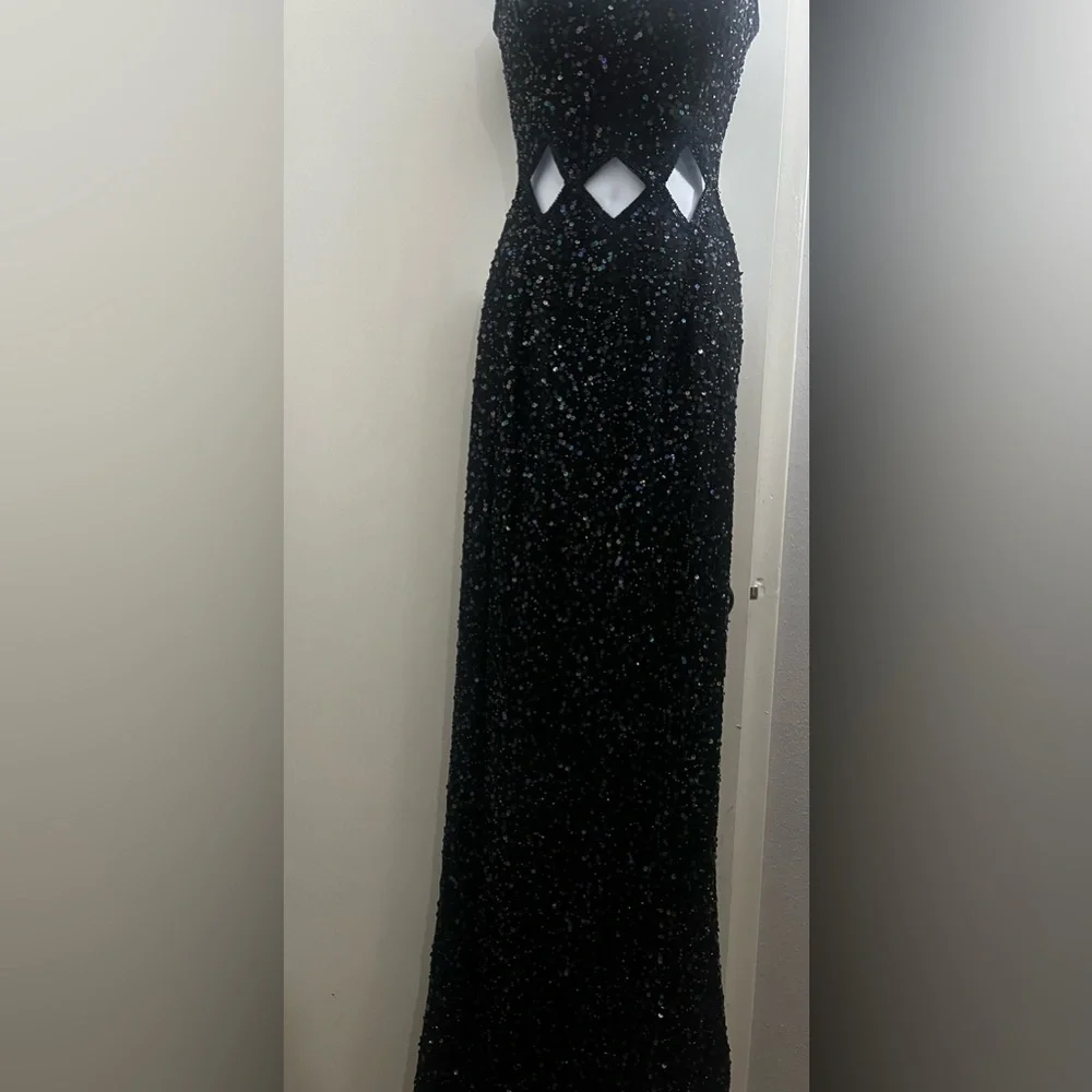 Scala Black Glitter Prom Dress - Picture 9 of 11